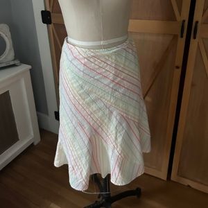 Anthropology Rainbow Seersucker midi tulip skirt